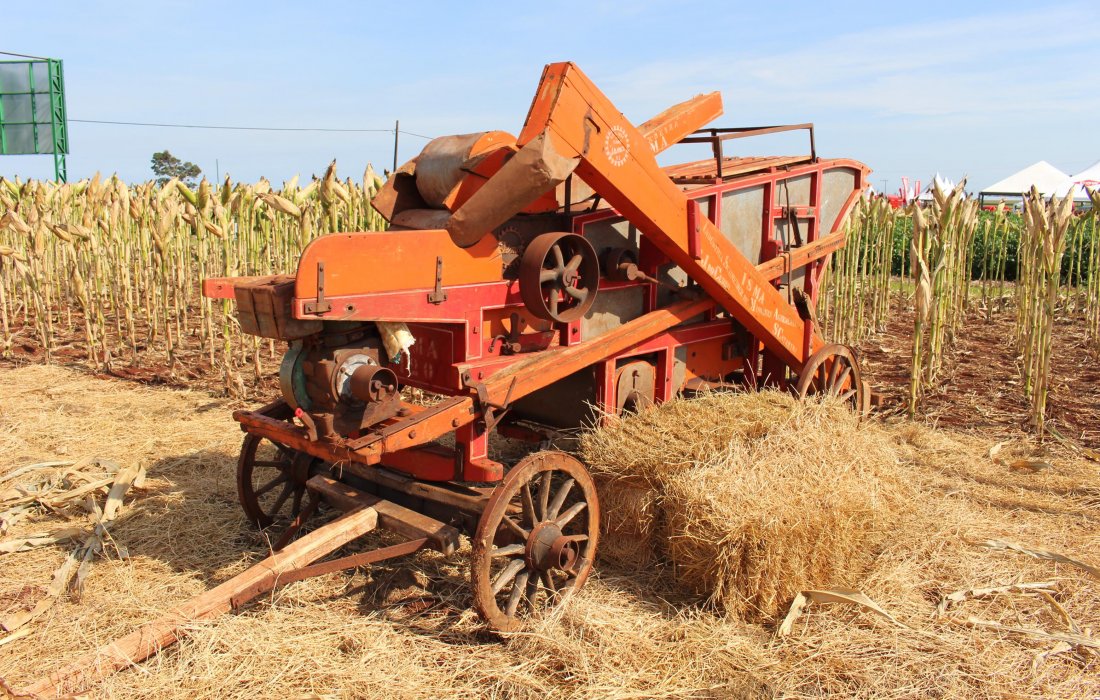 Dia de Campo Copagril: hist&oacute;ria da agricultura ser&aacute; representada por trilhadeira de 1974