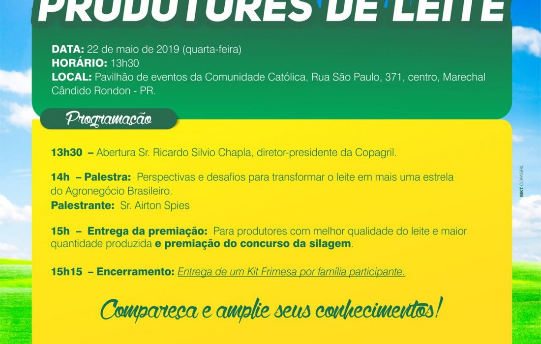 Semin&aacute;rio de Produtores de Leite Copagril acontece nesta quarta e quinta