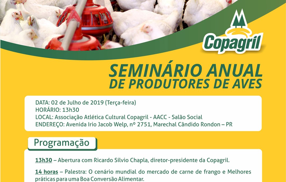 Copagril realizar&aacute; Semin&aacute;rio de Produtores de Aves na pr&oacute;xima semana