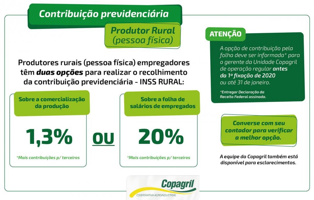 Produtor rural empregador deve definir forma de contribui&ccedil;&atilde;o previdenci&aacute;ria em janeiro
