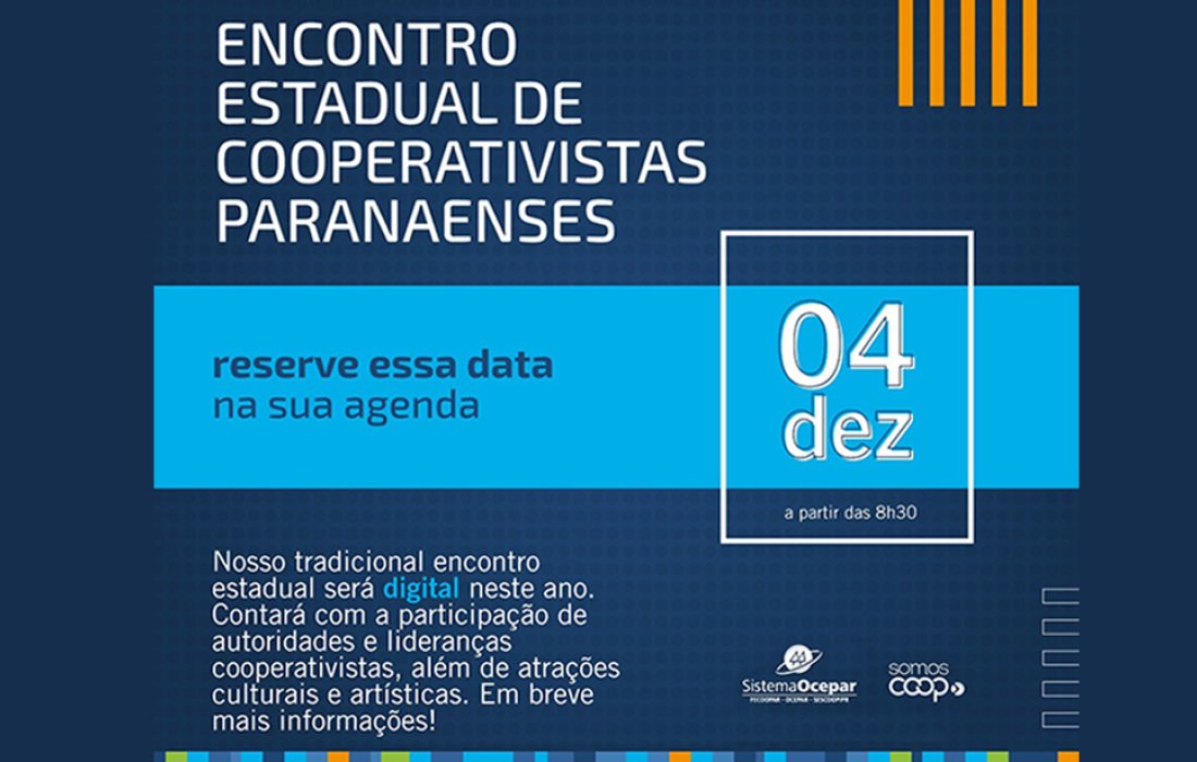 Encontro Estadual de Cooperativistas Paranaenses ser&aacute; em dezembro de forma digital