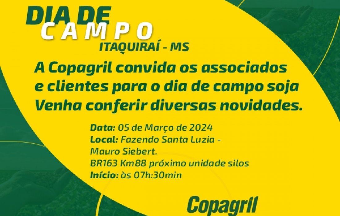 Copagril realizar&aacute; Dia de Campo no Mato Grosso do Sul 