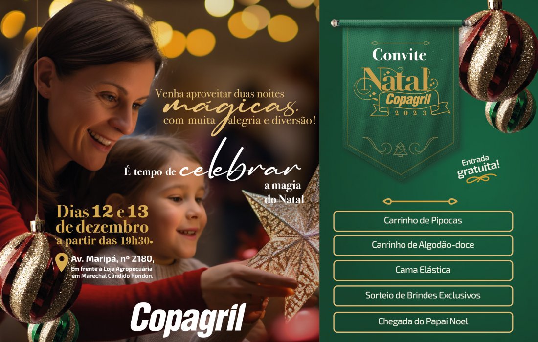 Evento Natal Copagril ter&aacute; distribui&ccedil;&atilde;o de doces e sorteio de brindes 