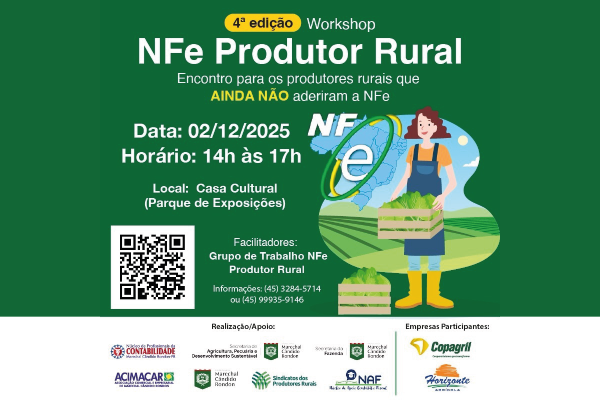 Abertas inscri&ccedil;&otilde;es para 4&ordf; edi&ccedil;&atilde;o do Workshop NFe Produtor Rural