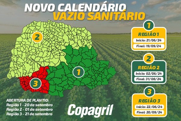 Vazio sanit&aacute;rio da soja ter&aacute; escalonamento conforme as regi&otilde;es do Estado