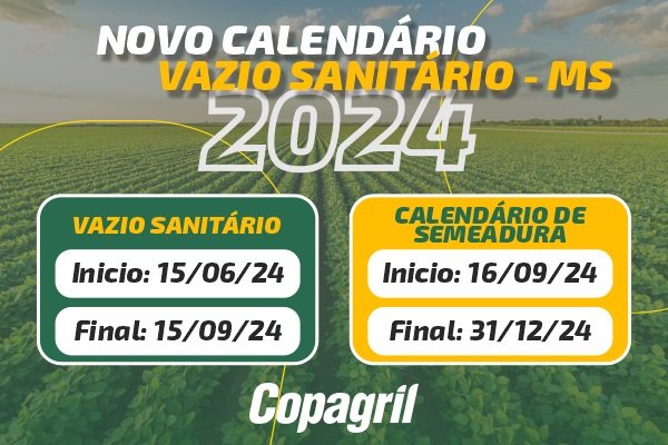 Vazio da Safra de Soja no Mato Grosso do Sul vai at&eacute; 15 de setembro