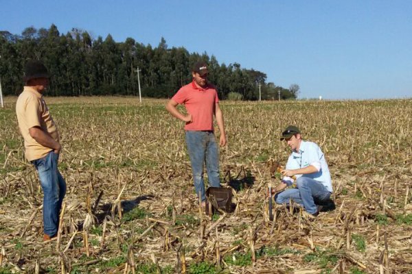 Equipe t&eacute;cnica agron&ocirc;mica da Copagril orienta sobre coleta de amostras para an&aacute;lise de solo
