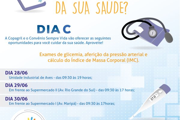Copagril realizar&aacute; a&ccedil;&atilde;o voltada &agrave; sa&uacute;de na programa&ccedil;&atilde;o do Dia de Cooperar