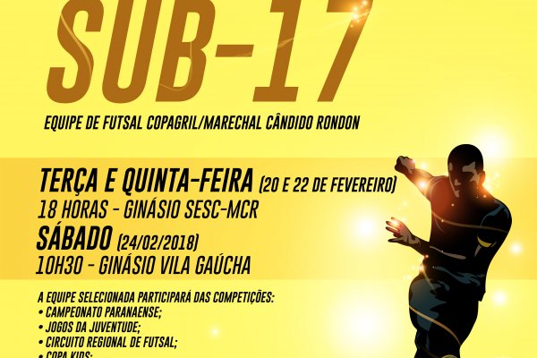 Copagril futsal far&aacute; seletiva para a categoria Sub-17
