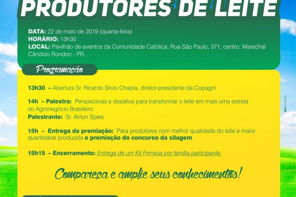 Semin&aacute;rio de Produtores de Leite Copagril acontece nesta quarta e quinta
