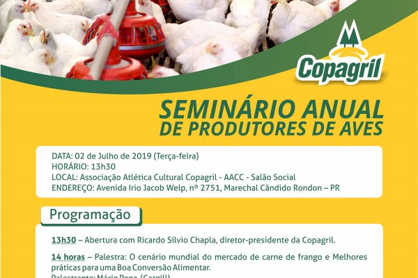 Copagril realizar&aacute; Semin&aacute;rio de Produtores de Aves na pr&oacute;xima semana