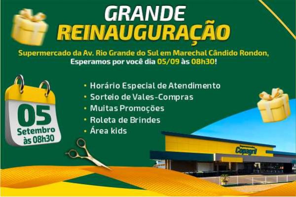 Copagril realizar&aacute; reinaugura&ccedil;&atilde;o do supermercado no dia 05 de setembro