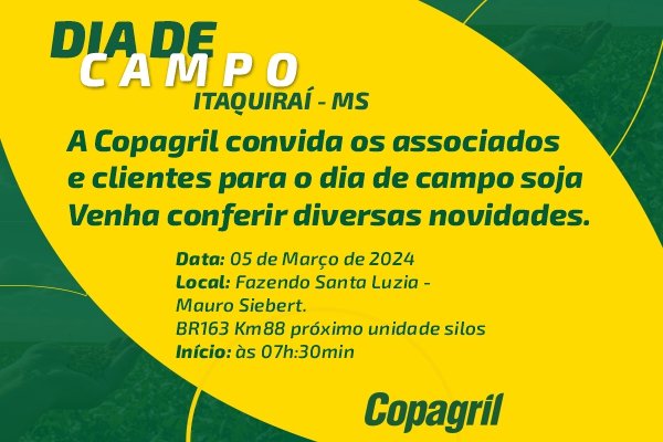 Copagril realizar&aacute; Dia de Campo no Mato Grosso do Sul 
