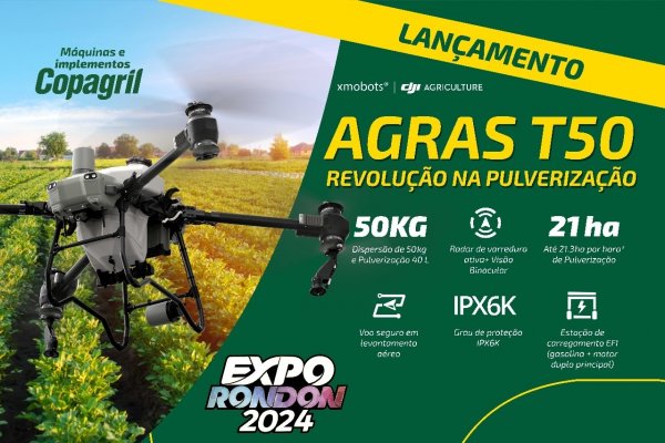 Copagril trar&aacute; para Marechal lan&ccedil;amento do drone DJI Agras T50 na Expo Rondon