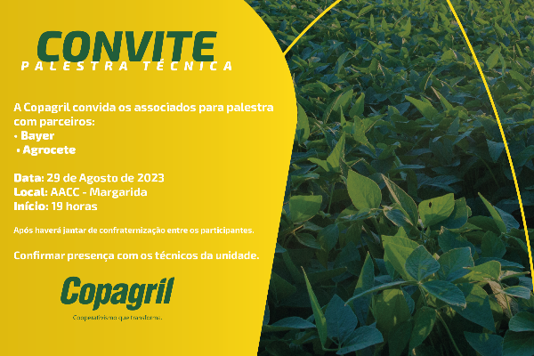 Copagril promover&aacute; palestra em parceria com Bayer e Agrocete