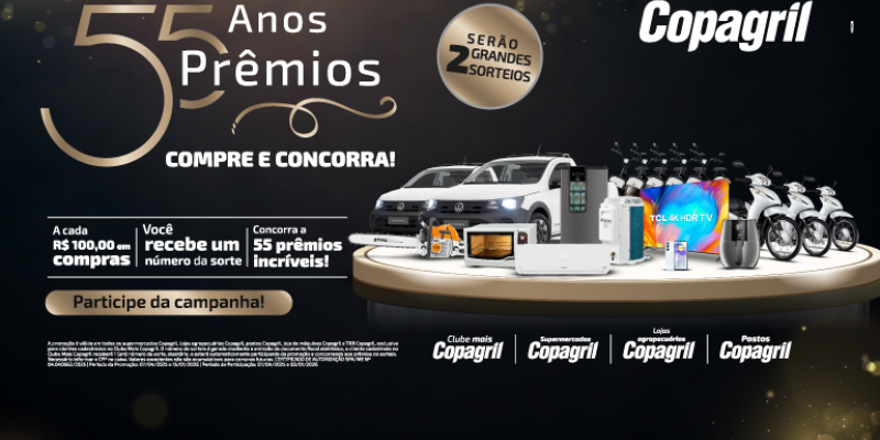 Campanha 55 anos Copagril divulga ganhadores dos pr&ecirc;mios do primeiro sorteio