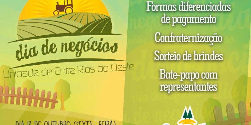 Sexta-feira ser&aacute; Dia de Neg&oacute;cios na Loja Agropecu&aacute;ria Copagril de Entre Rios do Oeste