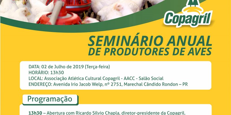Copagril realizar&aacute; Semin&aacute;rio de Produtores de Aves na pr&oacute;xima semana