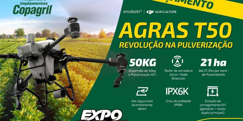 Copagril trar&aacute; para Marechal lan&ccedil;amento do drone DJI Agras T50 na Expo Rondon