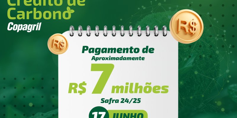 Produtores da Copagril receber&atilde;o R$ 7 milh&otilde;es em b&ocirc;nus referente ao cr&eacute;dito de carbono