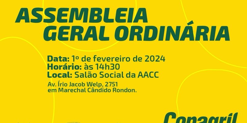 Copagril realiza Assembleia Geral Ordin&aacute;ria nesta quinta-feira