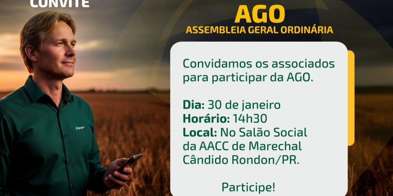 Copagril convida cooperados para Assembleia Geral Ordin&aacute;ria nesta sexta-feira